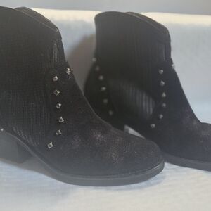 Sesto Meucci Black Suede Studded Ankle Booties